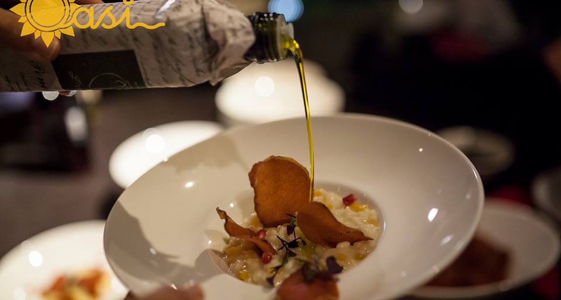 Rižoto s muškatnom bundevom uz hrskavi čips od istarskog ombola i Oasi maslinovo ulje